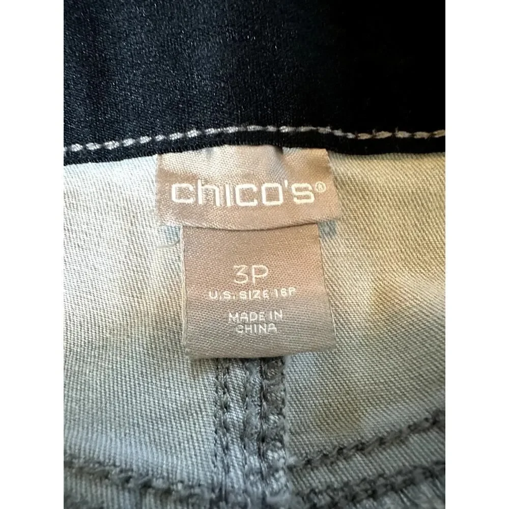 CHICO'S Women's High Rise Cropped Denim Jeans Gray Size 3P/16 Petite